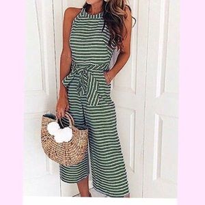 🆕Belted Zipper Back Jumpsuit with Pockets